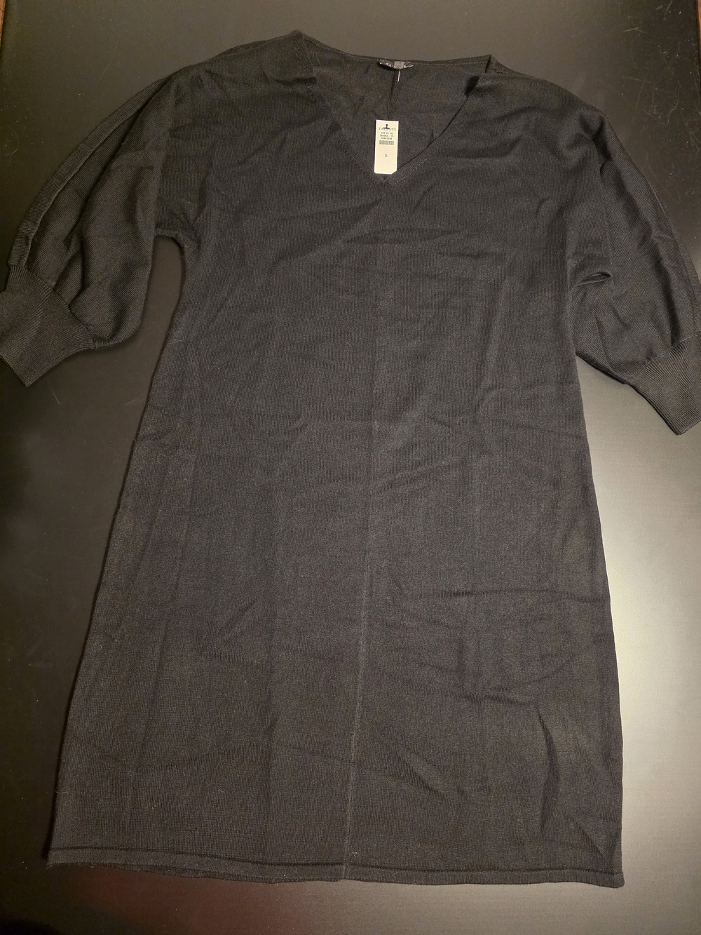Talbots 100% Merino Wool Black V-Neck Long-Sleeve Knit Dress
